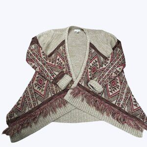 Lucky‎ Brand Women's Open Cardigan Aztec Pattern Size Small Long Sleeve